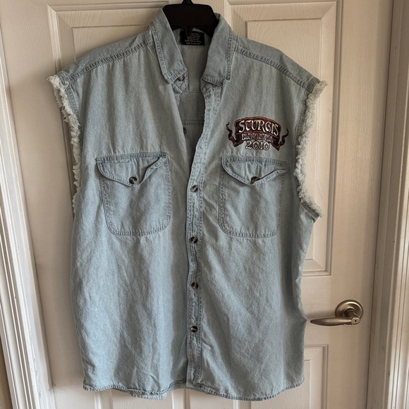Bikers Edge Other - STURGIS 70th Anniversary Black Hills Rally 2010 Sleeveless Denim Shirt Men’s Xl